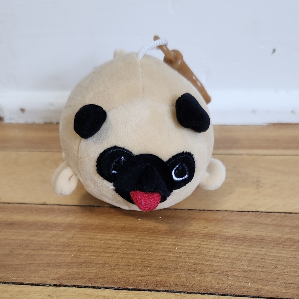 3" Smoochy Pals Pug Puppy Dog Bag Clip Keychain Plush Stuffed Animal Toy